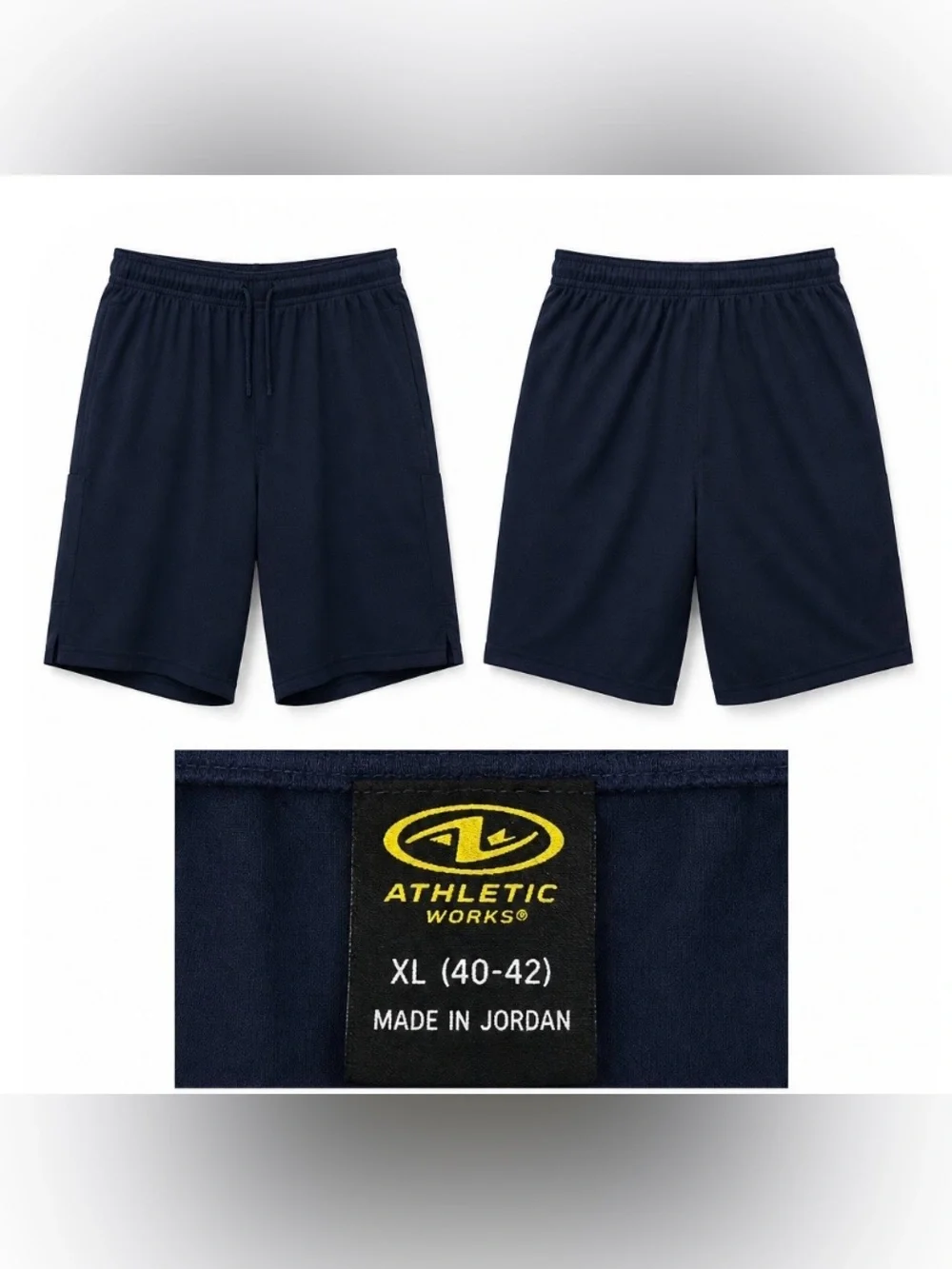 Athletic Works Men's Navy Blue Athletic Shorts with Drawstring XL
